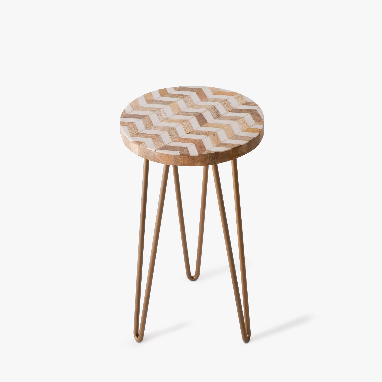 Casa Decor Garden Resin Wood Table with Metal Hairpin Legs for Balcony, Living Room and Hallway Space Décor Table (Pack of 2)