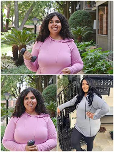 Foreyond Plus Size Womens Workout Sweatshirts And Hoodies Pullover Oversized Long Sleeve Sport Athletic Tops With Drawstring,Gray,Xxl #TOP2