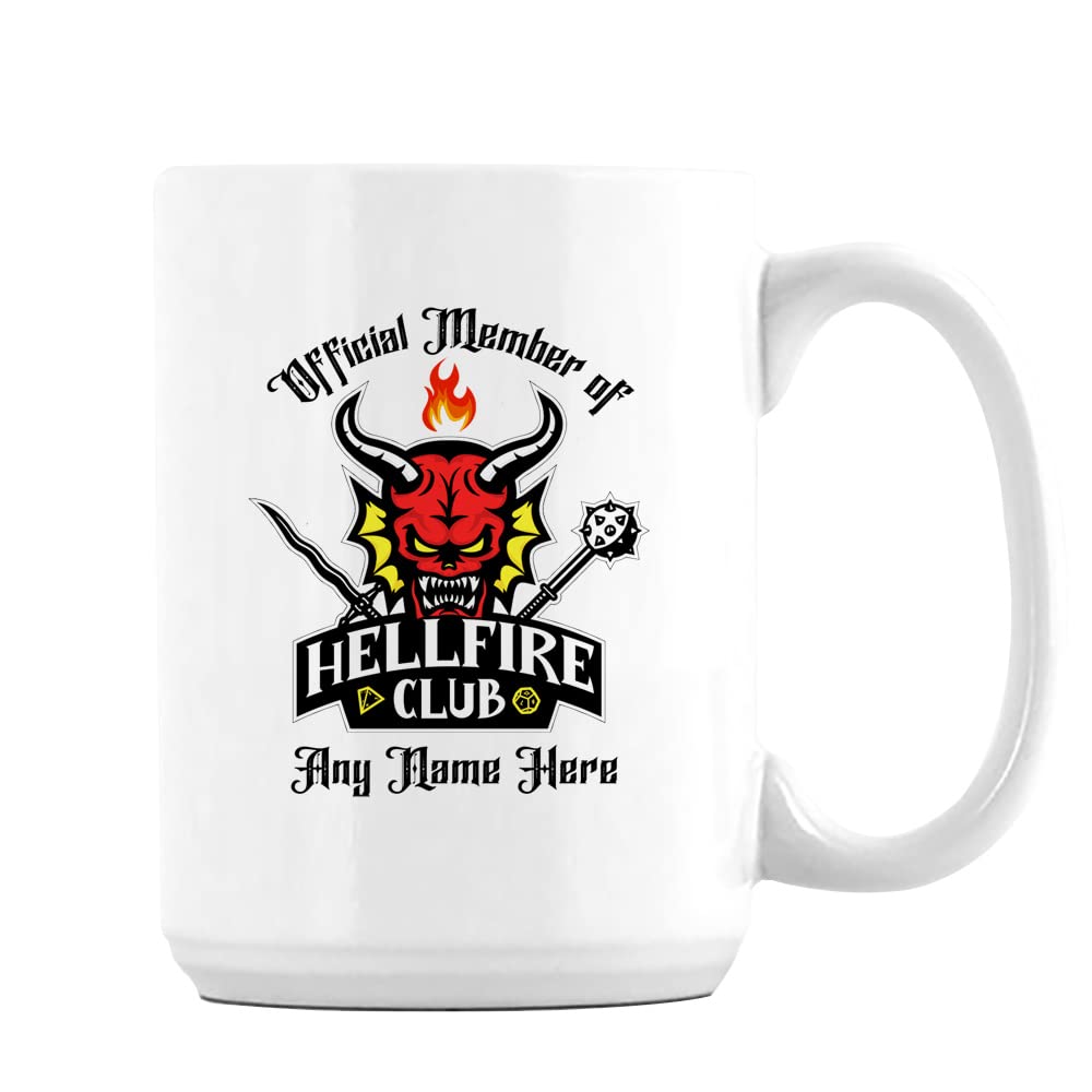 Getagift Personalised Official Member of Hellfire Club Custom Name Birthday, for Men Women Girl Boy Coffee Tea Cocoa Soup Daily use Ceramic 15oz Coffee Mug. (White)