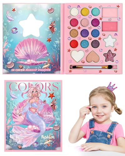 CULEB Conjunto de maquilhagem para meninas, estojo de maquilhagem para meninas, conjunto de maquilhagem infantil e lavável, kit de maquilhagem para Halloween para crianças, conjunto de maquilhagem de