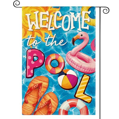 AVOIN colorlife Welcome to the Pool Garden Flag 12x18 Inch Double Sided
