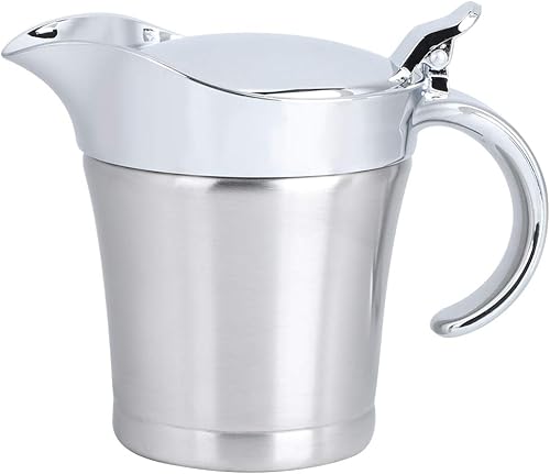 LIZEALUCKY 304 acero inoxidable doble aislamiento salsa olla salsa barco servicio olla utensilios de cocina 15.2 fl oz condimento olla conjunto