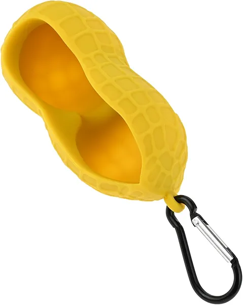 MUXSAM Golf Ball Holder with Hook, Peanut Golf Ball Carry Bag with Double Ball Sleeve, Hold 2 Golf Balls, Outdoor Golf Bag Pouch Accessories Belt Keychain Funny Gifts for Men Women Kids