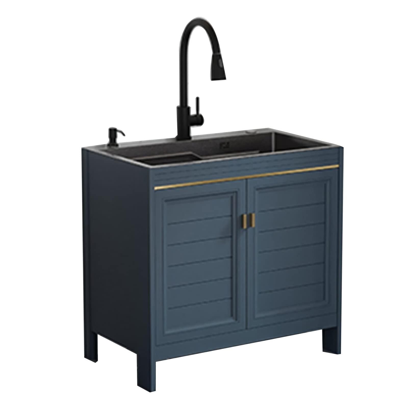 Utility Sink Vanity with Cabinet for Laundry, Kitchen, Garage, Basement, and Shop - Space-Saving Durable