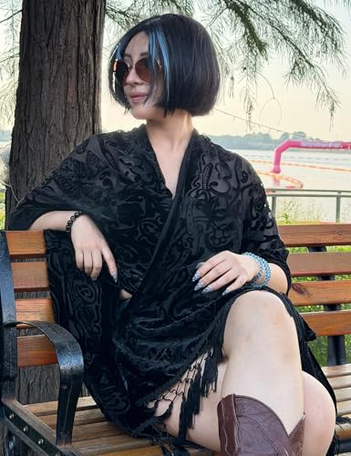 Image of MJ SERECA Women's Casual Long Velvet Kimono