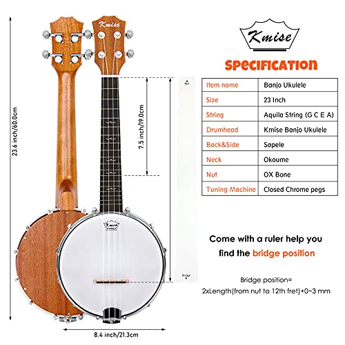 Image of Kmise Banjo Ukulele 4 String Banjo lele Ukelele Uke Concert 23 Inch Size Maple Wood (Fly Bird)