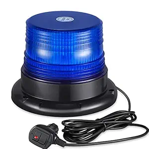 AT-HAIHAN 12V 24V Magnetic Rooftop Flashing Warning Blue LED Emergency Strobe Beacon Lights for Volunteer Firefighter Trucks EMS Law Enforcement Vehicles Police Car