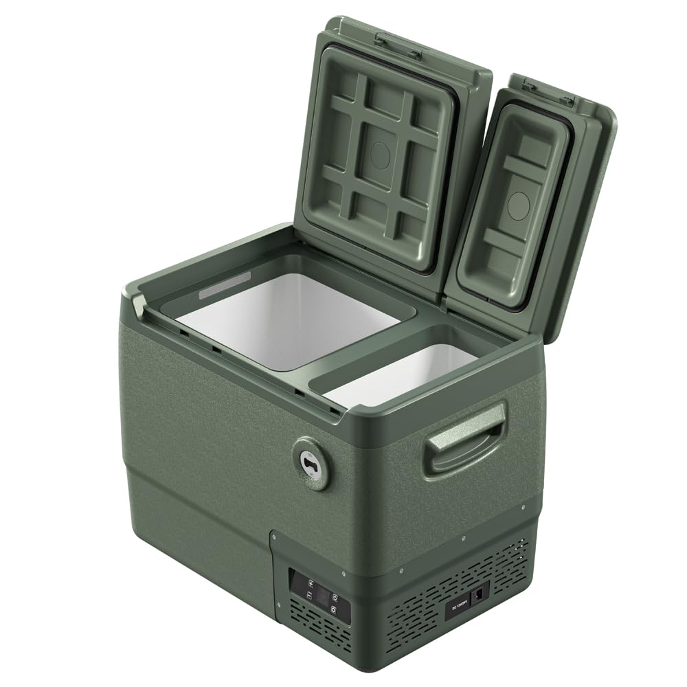 Yolco DX40 Pistachio lodówka kompresorowa 39 l – mobilna lodówka i zamrażarka, sterowanie za pomocą aplikacji, Dual-Zone, 12/24 V i 230 V, cicha i energooszczędna, idealna na kemping, do samochodu i