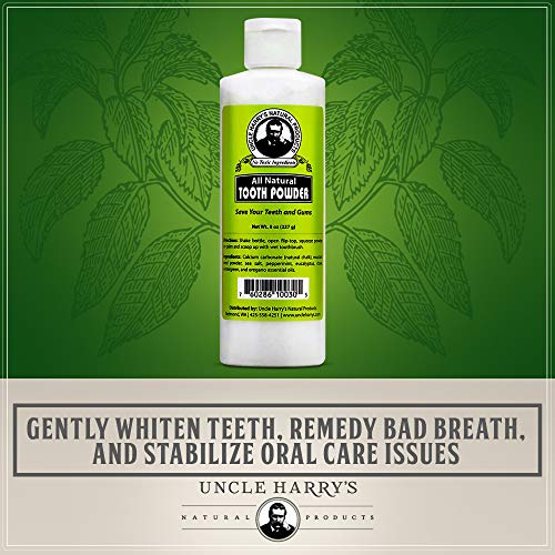 Uncle Harry's Remineralizing Tooth Powder | All Natural Enamel Support & Whitening Toothpaste For Sensitive Teeth | Powder Toothpaste For Gum Health & Fresh Breath (8 Oz) #TOP1