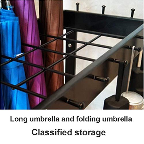 Rangement parapluie métallique noir avec support canne et bac de récupération d'eau - 6