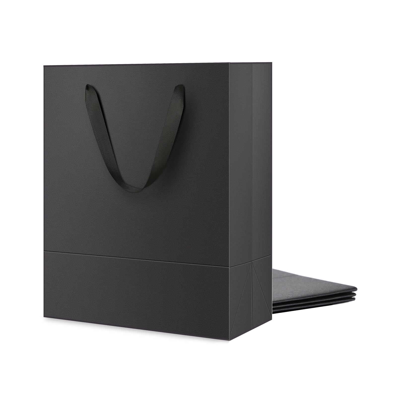 JINMING 4 Gift Bags 7x4x9 Inches, Matte Black Gift Bags, Small Gift Bags Bulk for Light Weight Gift, Premium Gift Bags with Handles for All Occasions