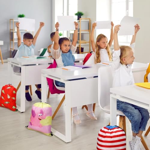 Image of 24 Pcs Cartoon Drawstring Bags Bulk Treat Backpacks Bags Carrying Binder Folder Computer Decorations for Writing Teacher Reader Book Lover Birthday Party Favors