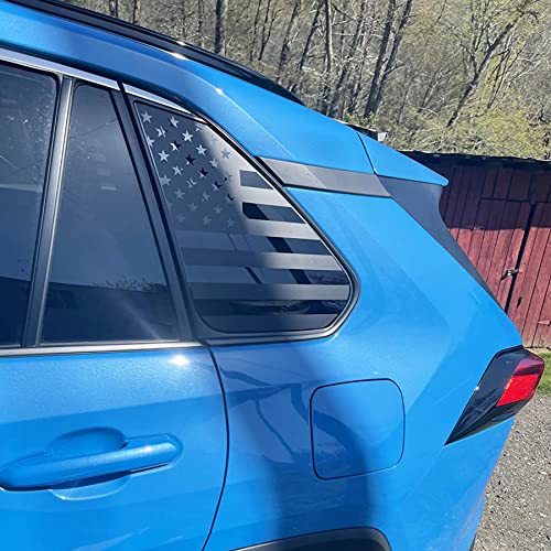 Zxiaochun Rear Side Window American Flag Decals Fits Rav4 2019-2022 2023 Back Side Quarter Windows Usa Flag Vinyl Sticker(Matte Black) #TOP6
