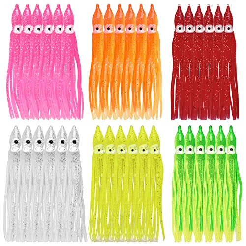Leurres de pêche hoochie octopus contre les loupés en mer, jupe souple squid 9cm résistante