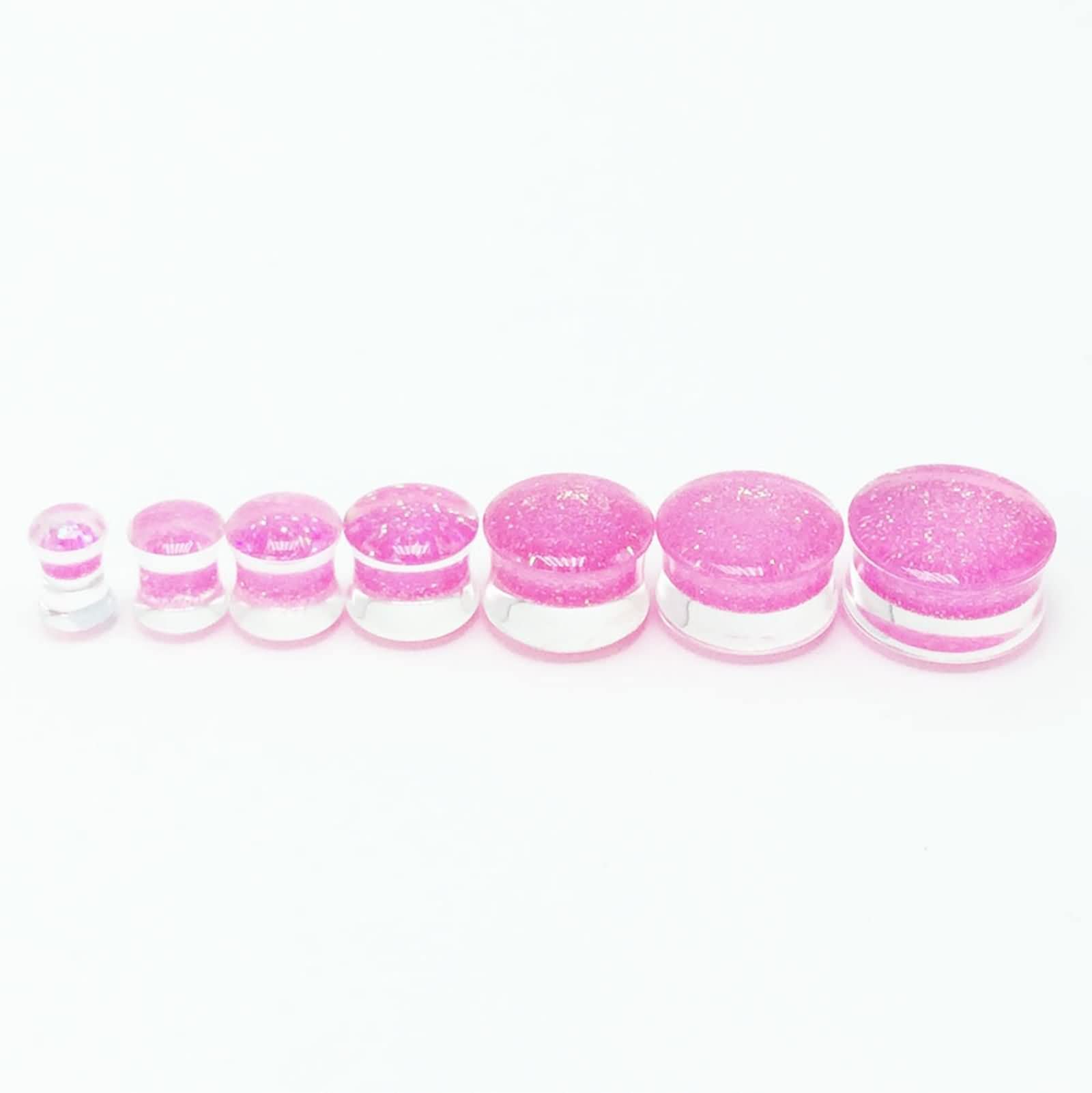 LLXYWJ Acryl-Messgeräte für Ohren, Verschiedene Größen, Plugs und Tunnel, rosafarbene Ohrdehnung, 2 ück Piercing-Ohrringe