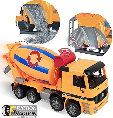 Liberty Imports 14" Oversized Cement Mixer Truck Friction Powered Big Construction Vehicle Toy For Kids Pretend Play #TOP2