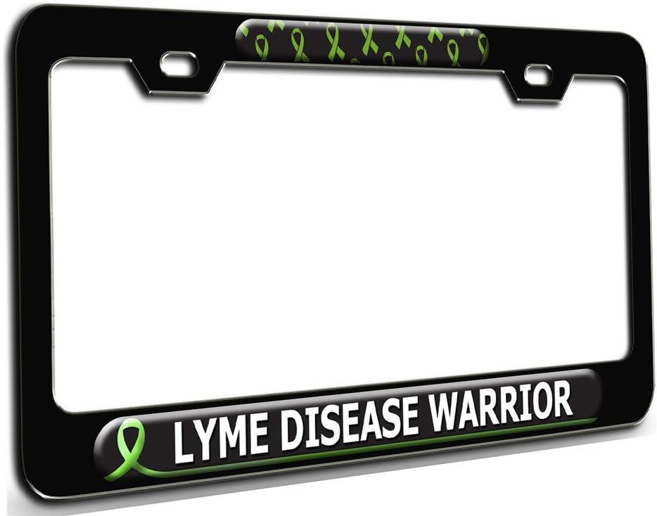 Makoroni - LYME Disease Warrior Cancer Awareness Bl Steel License Plate Frame 3D