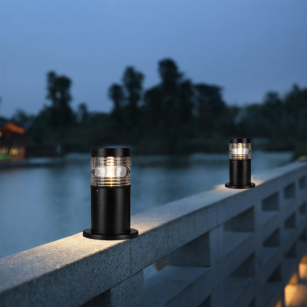 Mengjay E27 Paletto da Esterno Alluminio Luce a Colonna Impermeabile Patio Giardino Villa,Piedistallo Moderno Luci colonna Lanterna Porta Lampada a pilastro Illuminazione