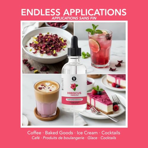 Image of Dolce Flav Natural Hibiscus Extract - Concentrated Flavoring for Baking, Beverages, Candy Making & More - Water Soluble Liquid Flavor Drops - Professional Strength Food Grade Flavoring - 2 Fl Oz