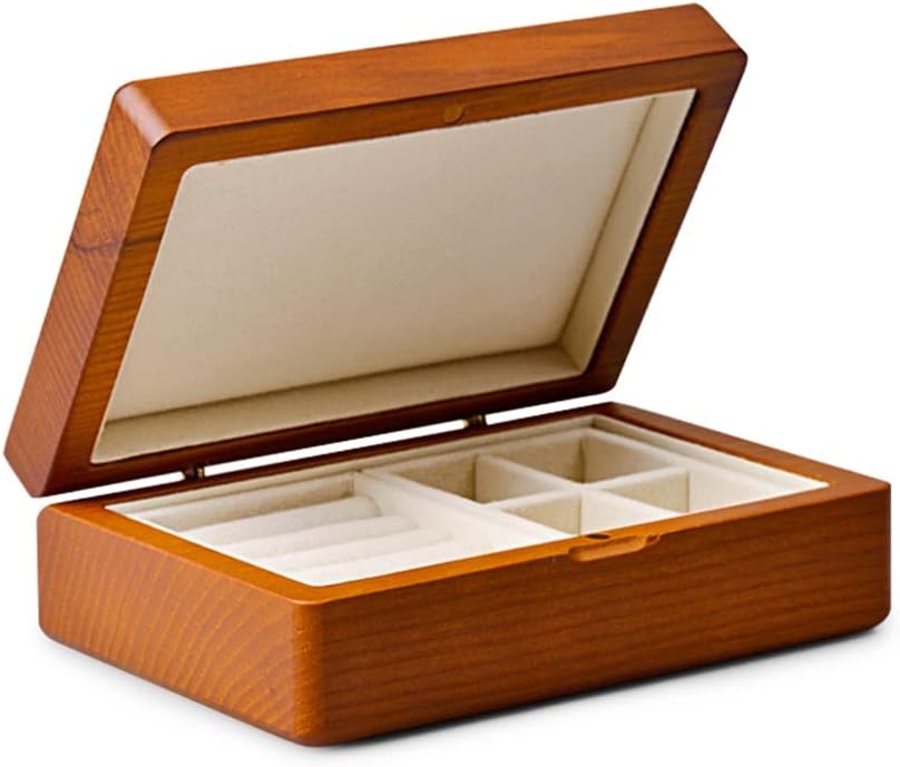 Solid Wood Jewelry Case For Earrings Bracelet Pendant Necklace Watch Box Organizer(E)