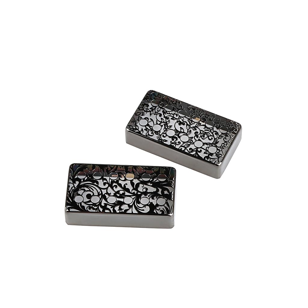 RuiJOTWAT 12 Hole Humbucker Guitar Pickup Cover For Lp Electric Guitar Parts,Black Surface Flower Chart