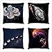 Hoottank Juego de 4 Fundas Cojines Universo Misterioso Fundas para Cojines Duradero Lino de Algodón Funda de Almohada Cuadrado Funda de Cojines Decorativa para Sofá Cama Hogar Coche Interior E2708