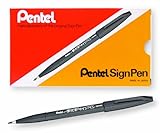 Pentel Arts Sign Pen Touch, Fude Brush Tip, Black Ink , Box of 12 (SES15-NA)