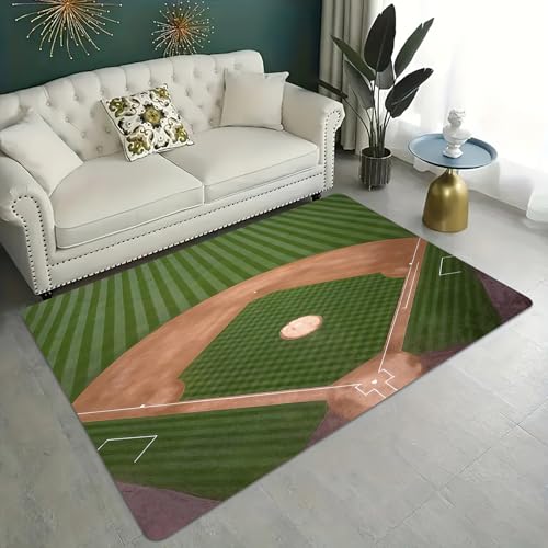 Tapete decorativo estilo campo de béisbol 3x5 ft miniatura 3