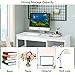 Tangkula White Desk with Drawers, Small Computer Desk Study Writing Desk, Modern Home Office Desk Student Desk with Storage Space, Makeup Vanity Desk for Bedroom (White)
