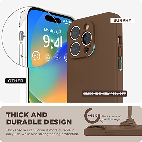 Surphy Designed For Iphone 14 Pro Max Case With Screen Protector, (With Camera Protection + Soft Microfiber Lining) Liquid Silicone Phone Case, Brown #TOP2
