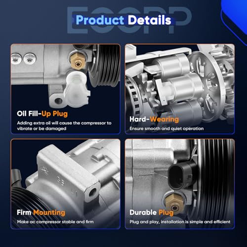 Image of ECCPP AC Compressor 2001-2003 Fit for Saturn L100 L200 LW200 2.2L | 2000 for Saturn LS LS1 LW1 2.2L Fast Cooling A /C Compressor with Clutch