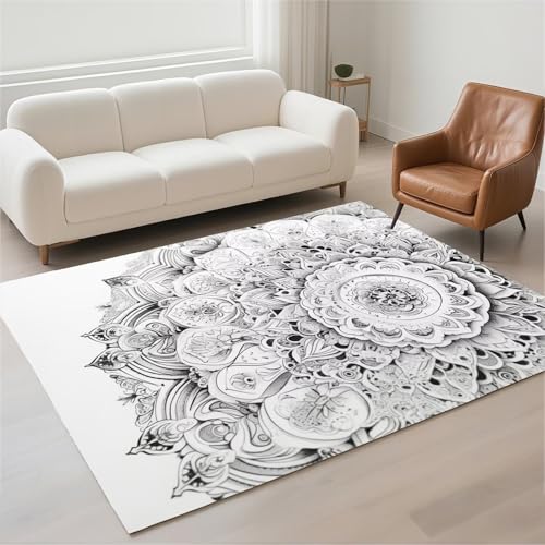 Tapis de couloir mandala 70x140cm lavable et antidérapant moderne