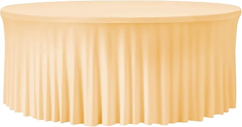 Miniatura 114 de Mantel redondo de 60 pulgadas blanco con borde elástico – Mantel ajustado sin arrugas y lavable para mesa redonda de 5 pies, mantel reutilizable