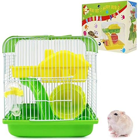 BPS Hamster Cage Mini House Chalet for Hamster with Feeder Wheel, Special House, Random Colour 25 x 23 x 17 cm BPS-1326 Cover