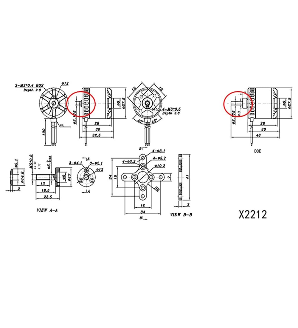 X2212-III X2216-III 2212 2216 950/1250/1400KV Albero Lungo 3-4S Lipo per Sunnysky Brushless Motor RC ad ala fissa Quadcopter Mulicipter (1PC X2212 1400-L)