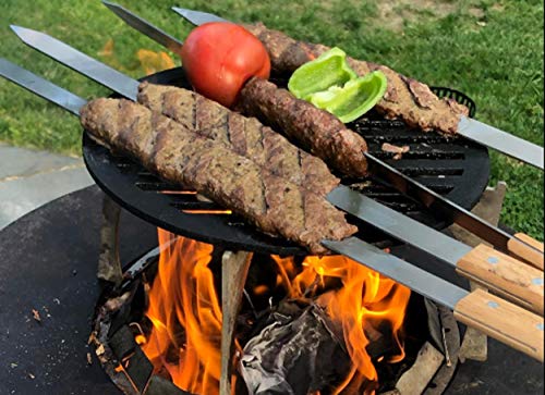 G & F Products BBQ Skewers, 23" x 5/8" Stainless Steel Flat Metal Skewers with Wooden Handles, Heavy-Duty 8-Piece Set with Camouflage Carry Bag for Grilling Meat, Vegetables, and Outdoor Cooking by G & F Products - Image 5