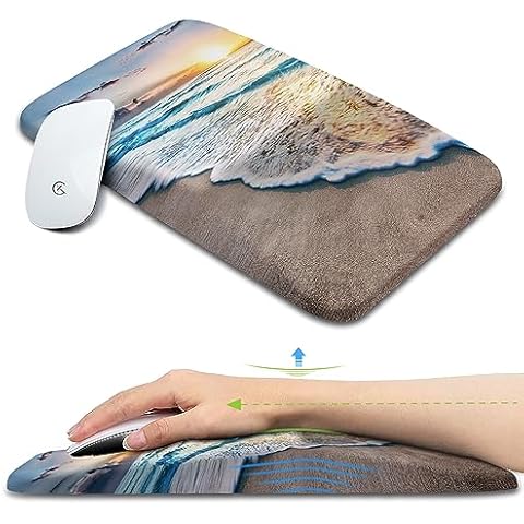 KUOSGM Large Ergonomic Mouse Pad Wrist Support, Carpal Tunnel Pain Relief Mousepad Wrist Rest, Wrist Pad for Mouse with Gel Memory Foam for Computer & Wireless Mouse(Sunrise Beach, 13x8 inch) Cover