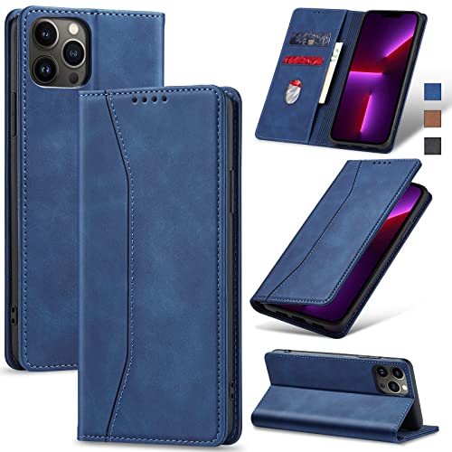 Image of Jasonyu Flip Wallet Case for iPhone 13 Pro Max,Blue