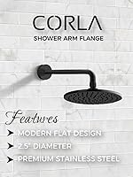 Vista 4 de Corla 2 bridas para brazo de ducha redondas de 2.5 pulgadas Placa de repuesto universal moderna (negro mate)