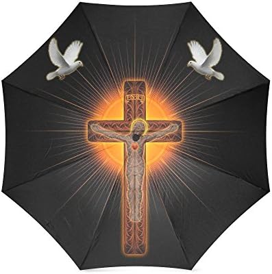 Catholic Christian Religious Church Gifts Cross Anti Rain Windproof Travel Golf Sports Foldable Umbrella