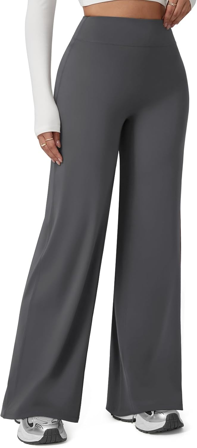 Straight Leg Leggings Women, Butt Lifting High Waisted Wide Leg Yoga Pants, No Front Seam Workout Gym Lounge Pants