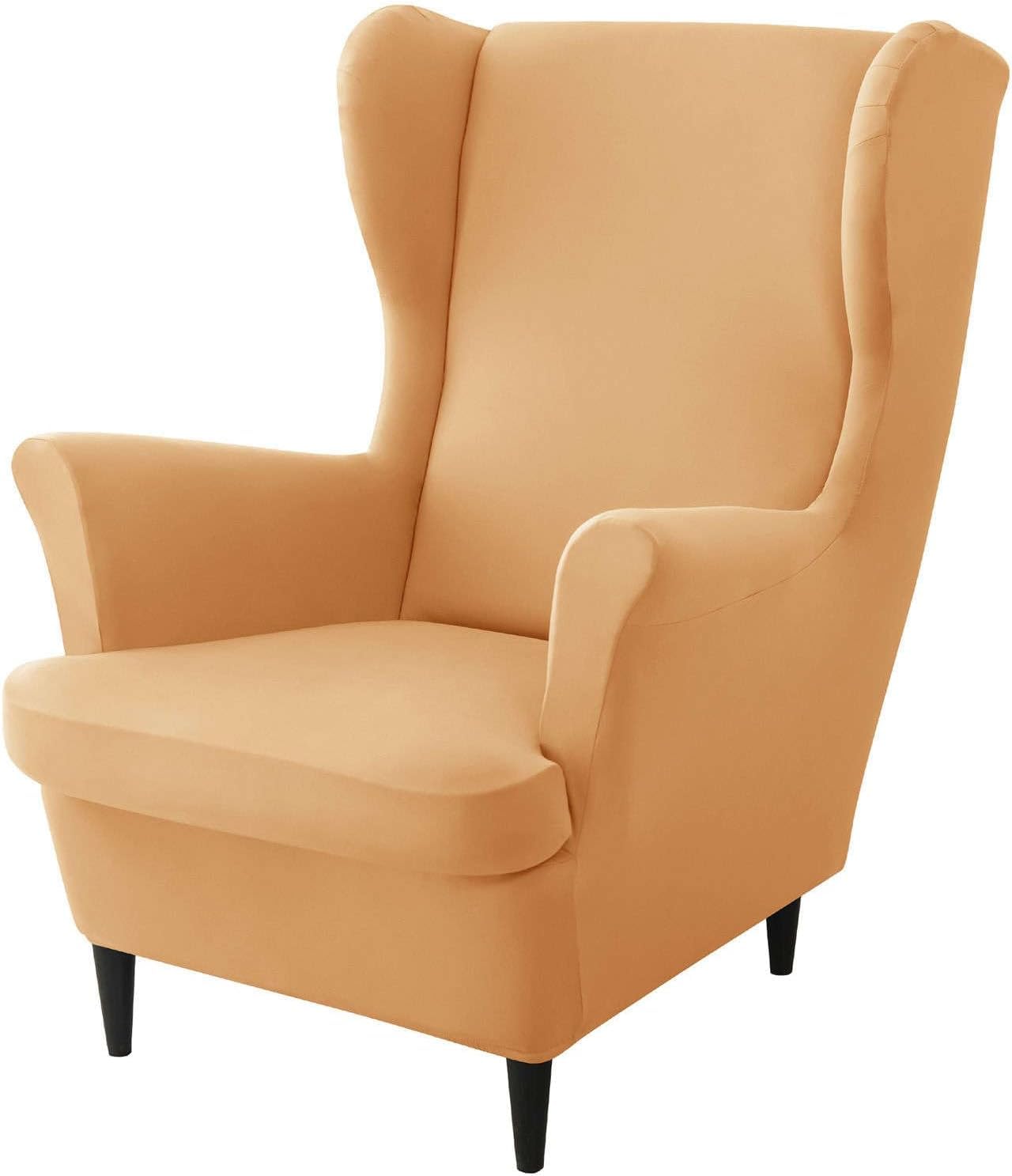Haclen Coffee Waterproof Wingback Chair Cover With Cushion Cover, Removable Wingback Chair Slipcover Stretch Wingback Armchair Slipcover (,One Size)