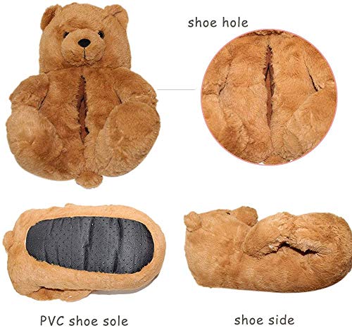 LELEBEAR Teddy Bear Slippers, Plush Animal Slippers Winter Warm Shoes3