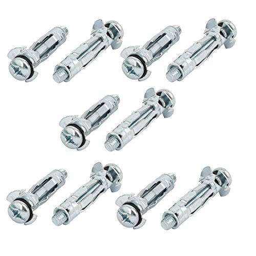 Aexit 10pcs M6x45mm Screws & Bolts Thread Expansion Bolt Sleeve Anchor for 6mm-13mm Expansion Bolts Hollow Wall