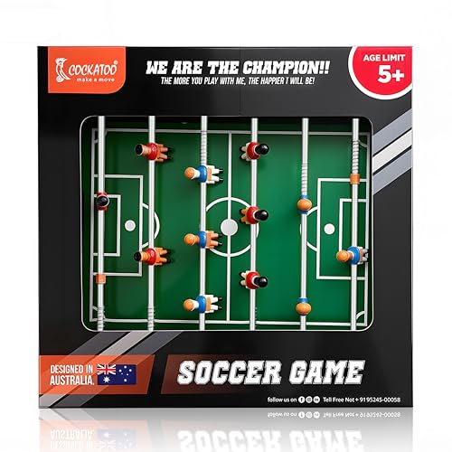 Image of Cockatoo Plastic Material Indoor Soccer Game for Boys & Girls, Indoor Foosball Game with 6 Handles, 12 Players, 2 Balls, 2 Scorers and 2 Goal Box, Size: 36.6 x 37 x6 CM