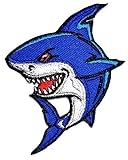 PARITA Blue Shark Ocean Cute Animal Cartoon Kids Sew On Applique Patch Embroidery Embroidered Patch...