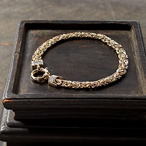 Ross-Simons 14kt Yellow Gold Byzantine Bracelet With Diamonds3