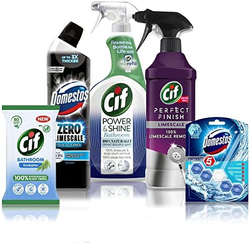 Cif & Domestos Bathroom Cleaning Kit - Pack of 6 Bathroom Cleaning Products