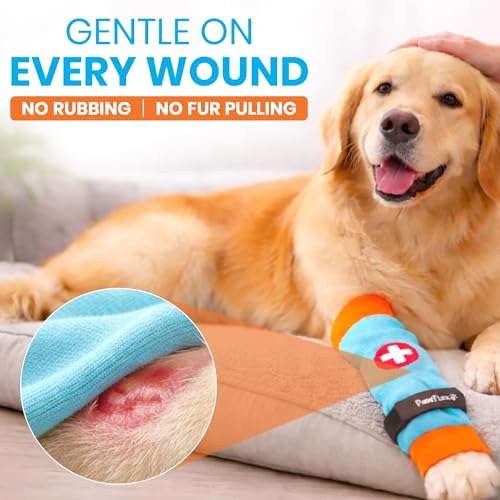 Image of Comfy Paws Cotton Nonslip Protective Leggings for Dogs | Medical Pet Sleeve for Dogs Legs with Non-Slip Silicone Grip at Inner Cuffs and Adjustable Strap for No Twisting or Sliding Down
