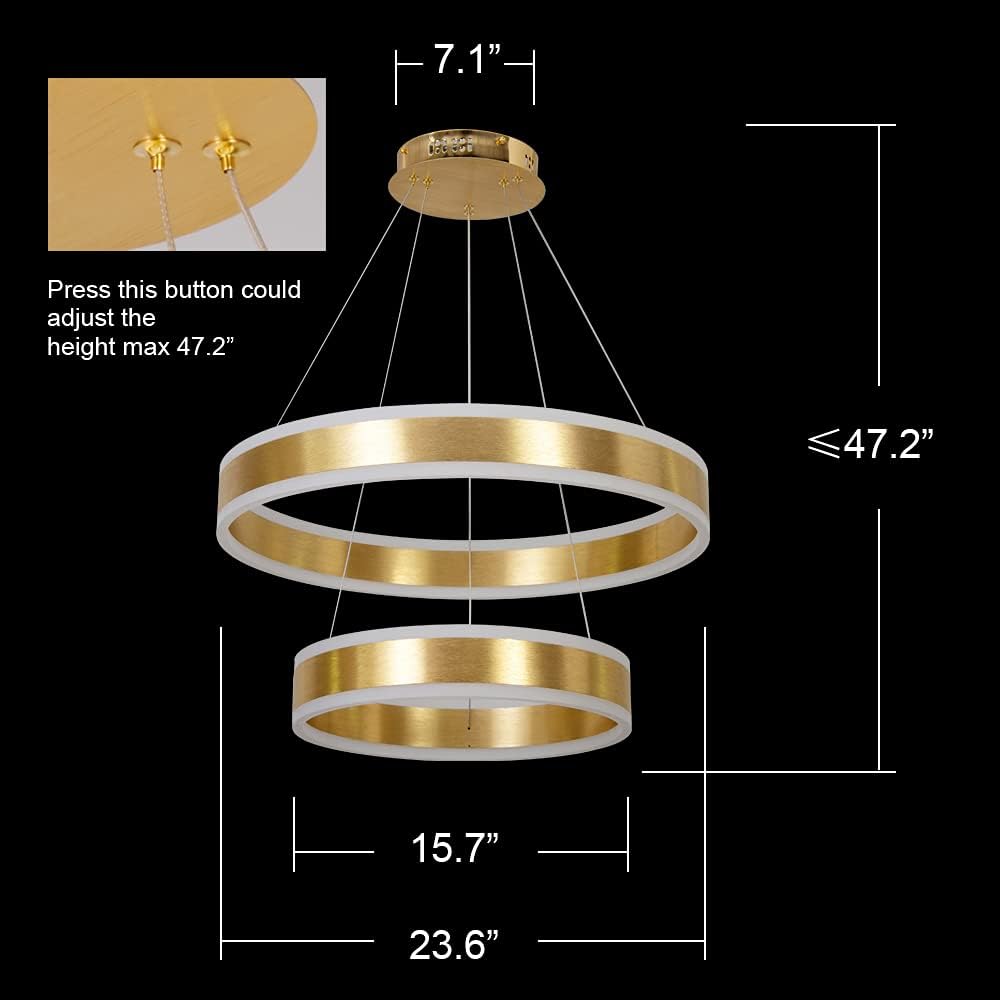 Best Deal 🛒 Modern Chandelier Led Contemporary Light Fixture, 2-Ring Circular LED Hanging Pendant Light Fixture with Remote Control for Dining Room Kitchen Foyer,Brushed Gold Meenyo Black Friday - 80% OFF Modern Chandelier Led Contemporary Light Fixture, 2-Ring Circular LED Hanging Pendant Light Fixture with Remote Control for Dining Room Kitchen Foyer,Brushed Gold Meenyo